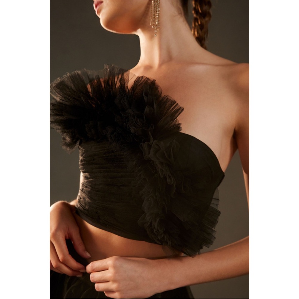 NWOT Ranna Gill Strapless Tulle Top Black Size Medium